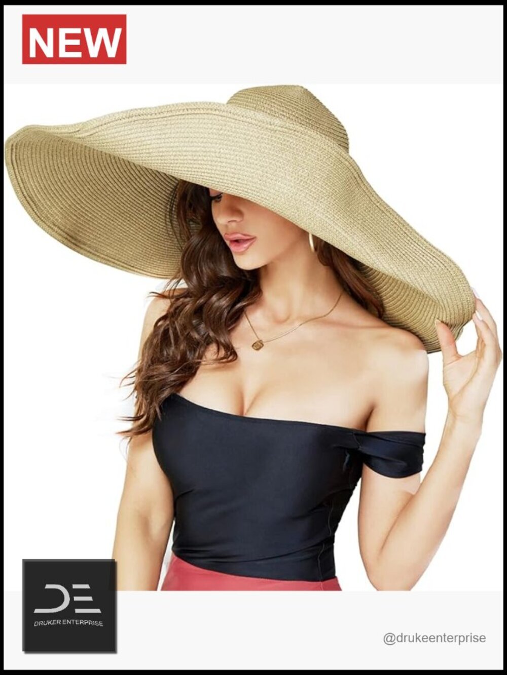 Oversized Wide Brim Straw Sun Hat, Handmade Floppy Beach Hat, Roll Up for Travel